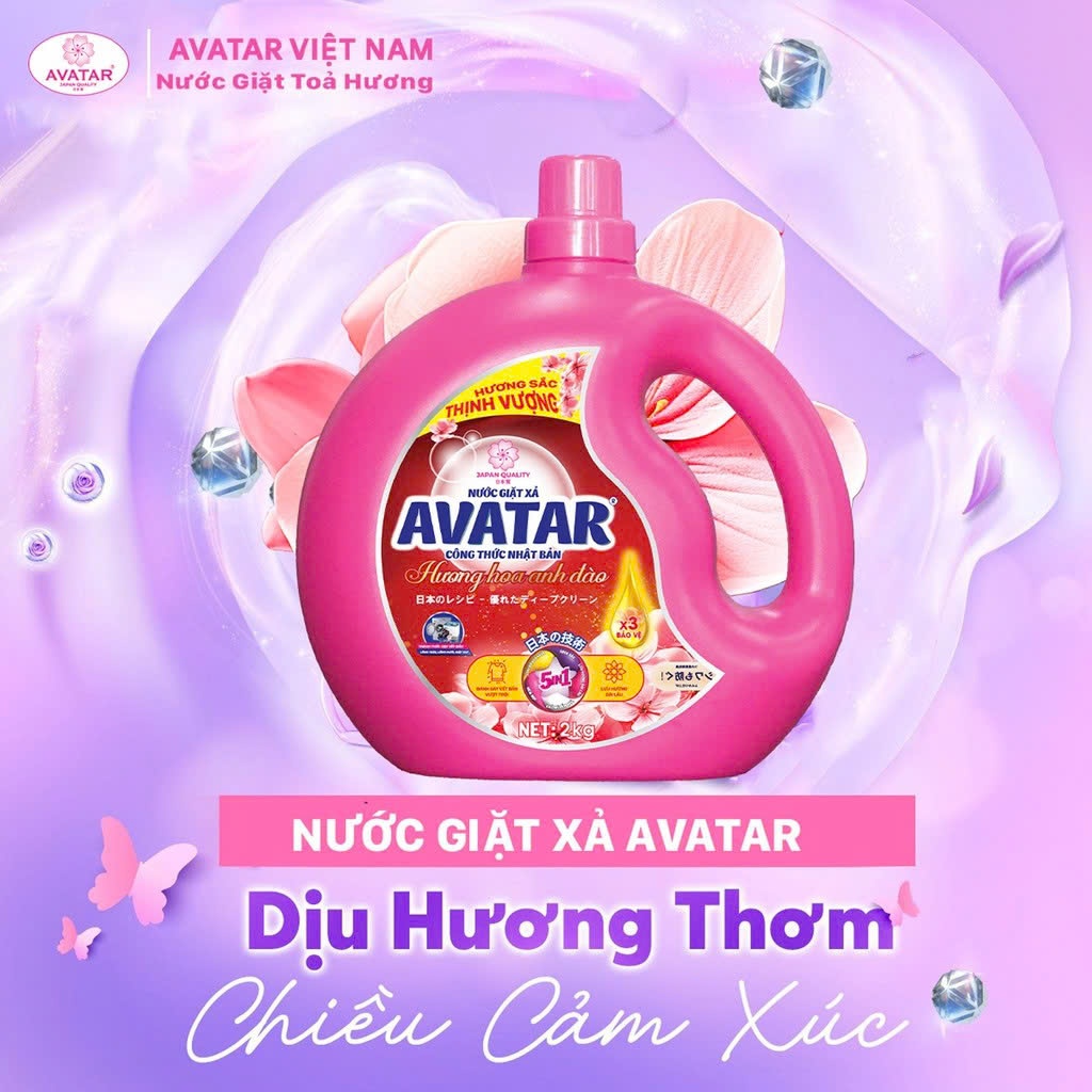 Combo 2 Can  Nước Giặt Xả Vải Avatar Hương Hoa Anh Đào / Hương Lavender 4kg / 4kg2