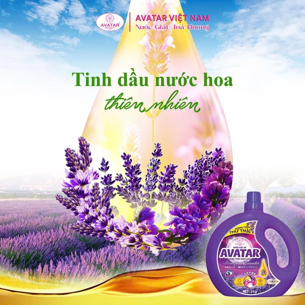 Combo 2 Can  Nước Giặt Xả Vải Avatar Hương Hoa Anh Đào / Hương Lavender 4kg / 4kg2
