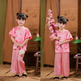 Bộ đồ bà ba Trung Thu cho bé gái chất gấm lụa,Set bà ba bé gái quần chất lụa mềm mịn đi chơi Đêm Hội Trăng Rằm BB5-BATON