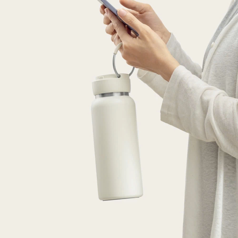 Bình giữ nhiệt LocknLock Sling Ring Tumbler LHC4321 Màu Tím, 650ml, có quai xách - K-MALL