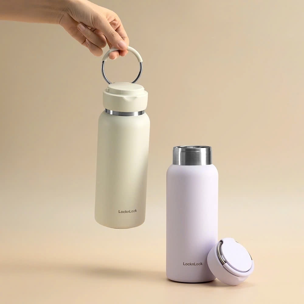 Bình giữ nhiệt LocknLock Sling Ring Tumbler LHC4321 Màu Tím, 650ml, có quai xách - K-MALL