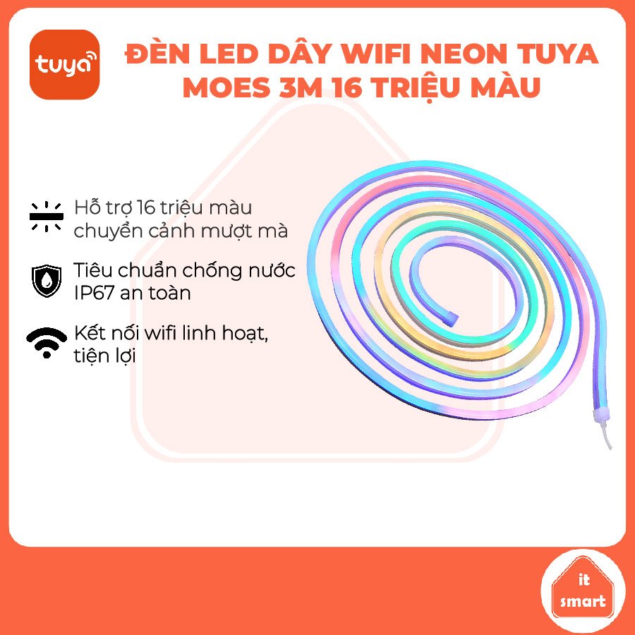 Đèn LED dây neon RGBIC MOES Tuya 3 mét