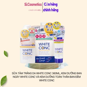Sữa tắm trắng da White Conc 360ml, Kem dưỡng ban ngày White Conc và Kem dưỡng toàn thân ban đêm White ConC