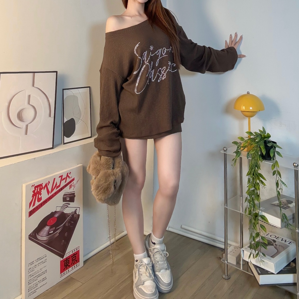 [CÓ TÁCH SET] SET SWEATER KÈM CHÂN VÁY ĐÍNH ĐÁ SAIGON CLASSIC FF MIX