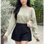 Quần Short Đùi Nữ Cạp Cao, Chất Kaki Co Giãn, Đứng Form Tôn Dáng Videoby Dana.
