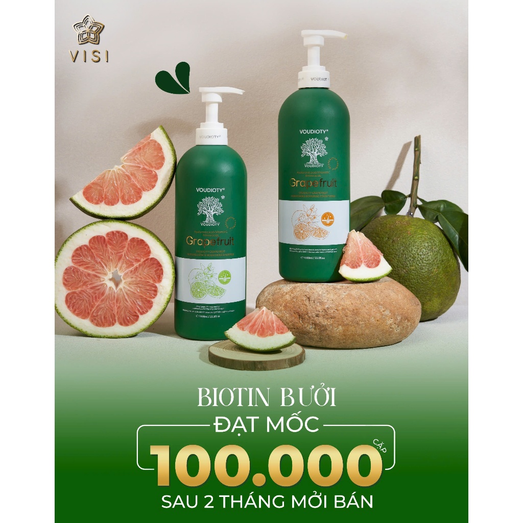 Cặp Dầu Gội Xả Bưởi Biotin Giúp giảm rụng, kích mọc tóc, phục hồi tóc hư tổn 500ml/1000ml