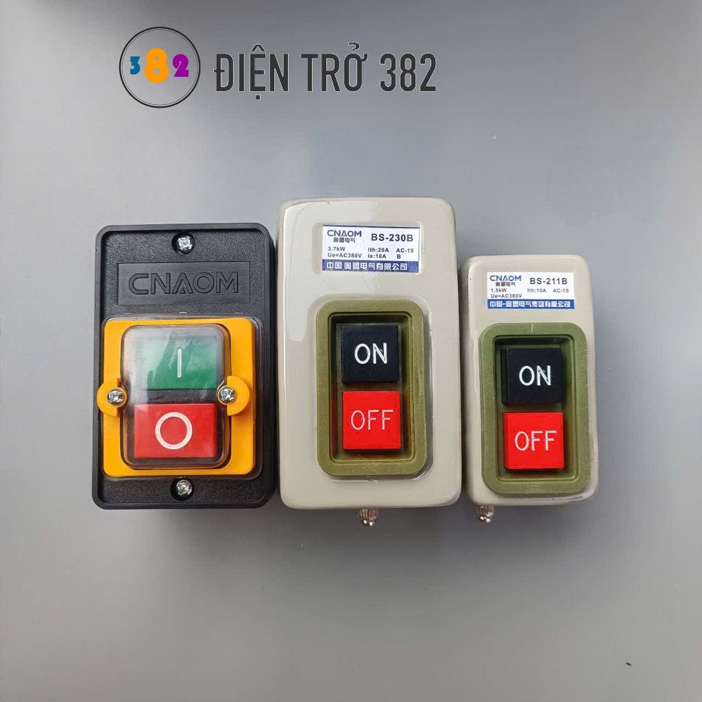 Nút nhấn ON-OFF, công tắc bật tắt 2pha, 3pha điện 220V/380V dòng định ...
