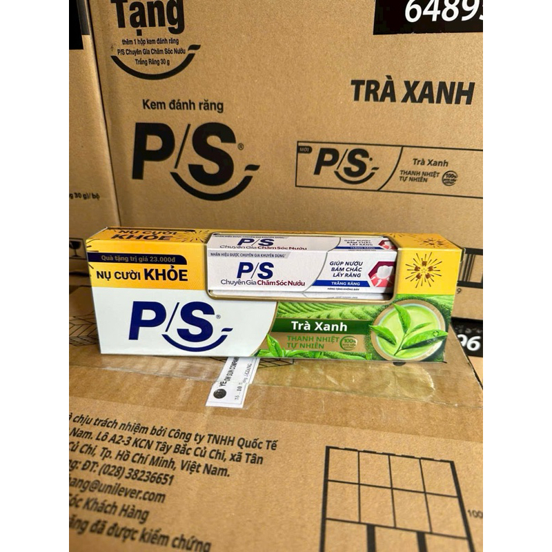 KEM ĐÁNH RĂNG PS trà xanh hộp 180g / 230gr tặng