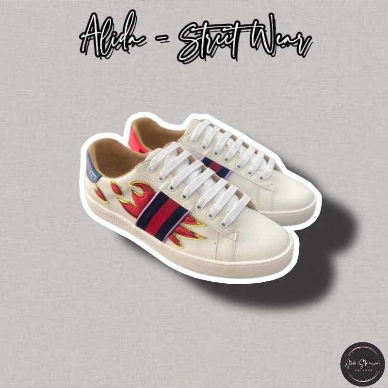 ⚡️[Hight Quality] Giày Sneakers Ace Flames Fandy Họa Tiết Lửa Thêu Sang Trọng - Hàng Loại 1 Full Box Phụ Kiện