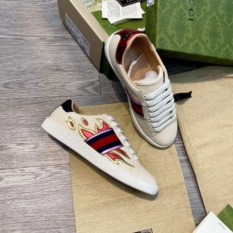 ⚡️[Hight Quality] Giày Sneakers Ace Flames Fandy Họa Tiết Lửa Thêu Sang Trọng - Hàng Loại 1 Full Box Phụ Kiện
