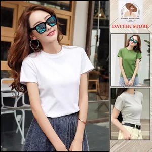 Áo thun cao cấp nữ mùa hè, cổ tròn, trễ vai, nửa tay, co giãn, ôm vừa vặn ( datthustore - MS68 )