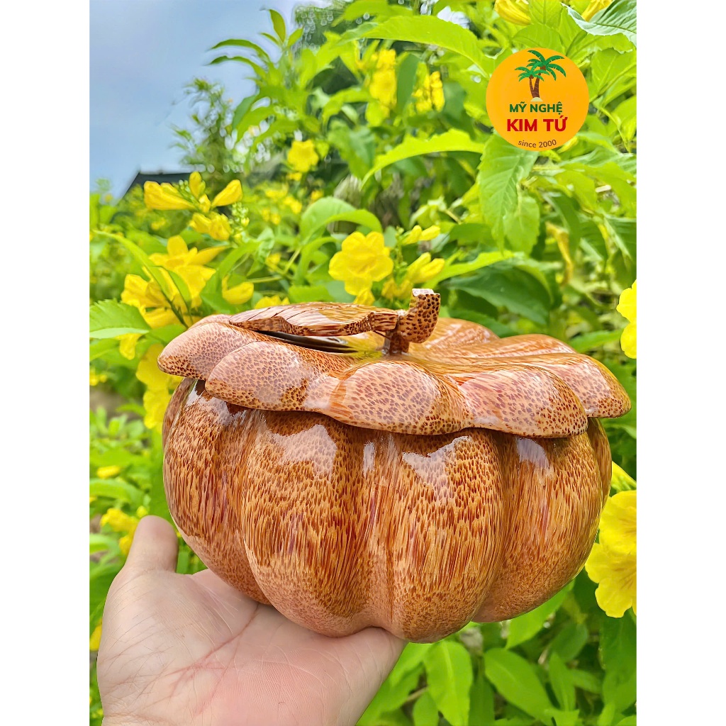 Khay Mứt Trái Bí Gỗ Dừa, Hộp Mứt Đựng Hoa Quả, Bánh Kẹo Sang Trọng KIM TỨ - Mỹ Nghệ Dừa Bến Tre, Hàng Chuẩn Loại 1