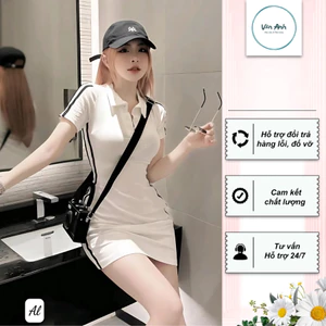 Đầm body thể thao ôm dáng, viền sọc tạo điểm nhấn trẻ trung váy mặc Nữ Women Dress