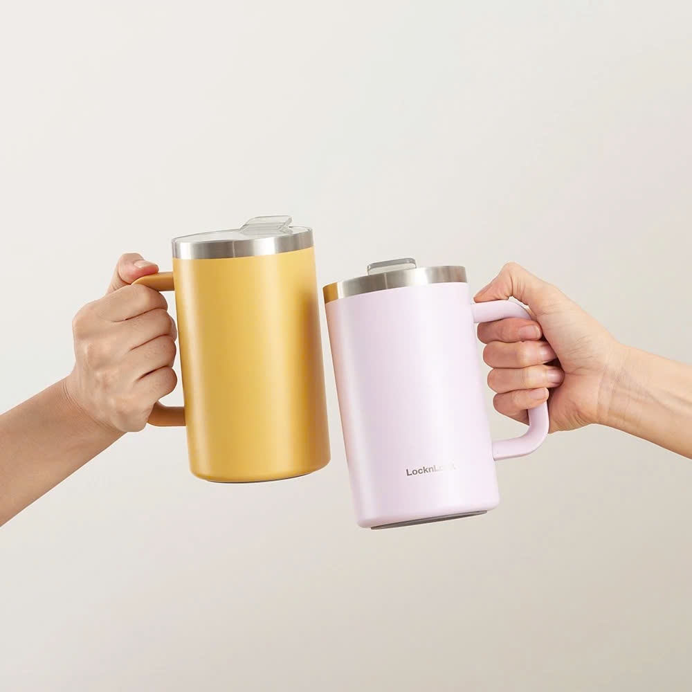 Ca giữ nhiệt LocknLock Flat Table Mug LHC4320 Màu Tím, dung tích 730ml, có tay cầm - K-MALL
