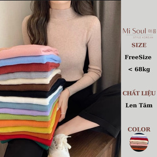 Áo len tăm cổ 3 phân Misoul mềm mịn, co giãn nhiều màu sắc, áo len mỏng Quảng Châu 107