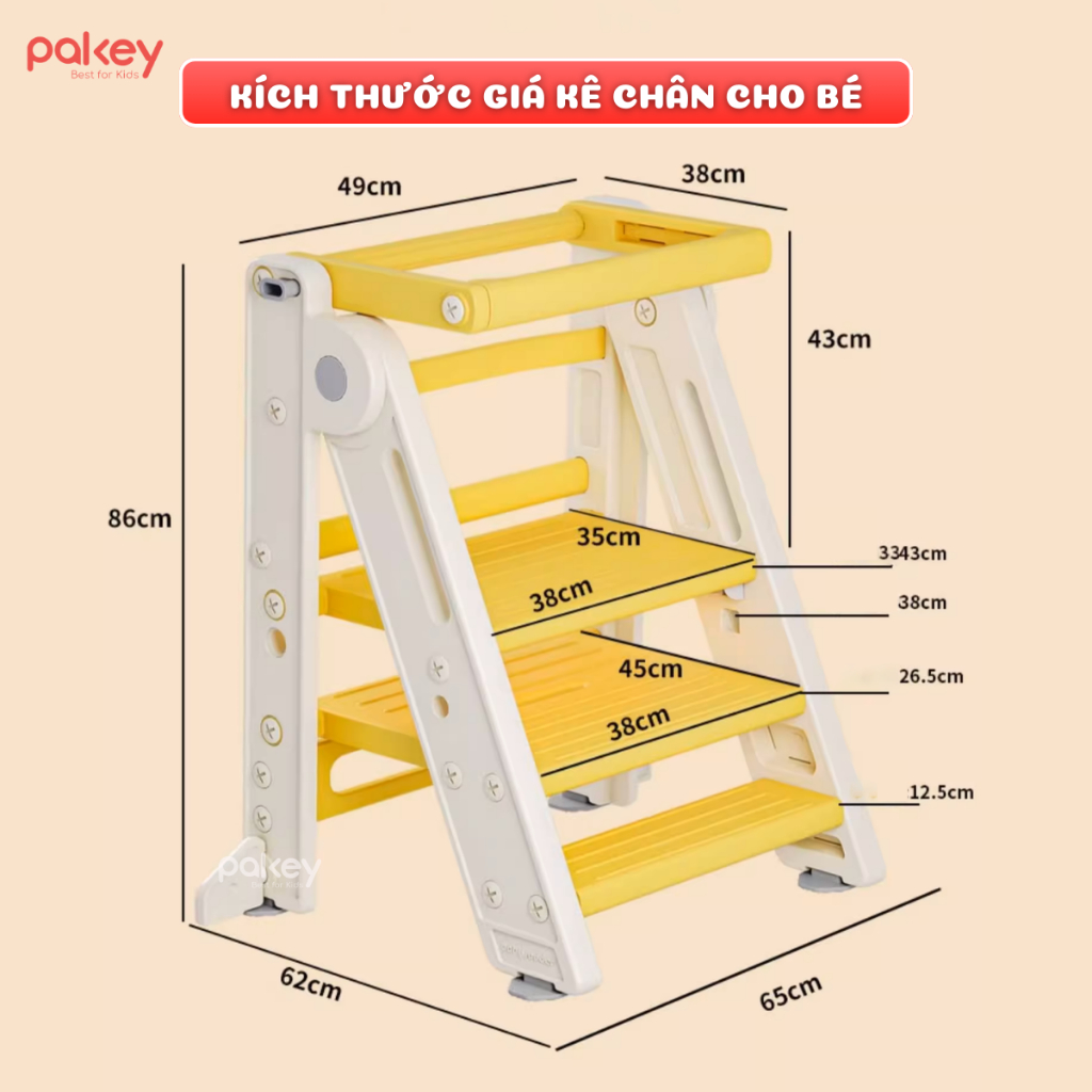 [NEW] Ghế Kê Chân Tăng Chiều Cao 3IN1 Cho Bé, Thang Kê Chân Vừa Là Ghế Ăn Dặm Tiện Lợi Có Đế Cao Su Chống Trượt - C002