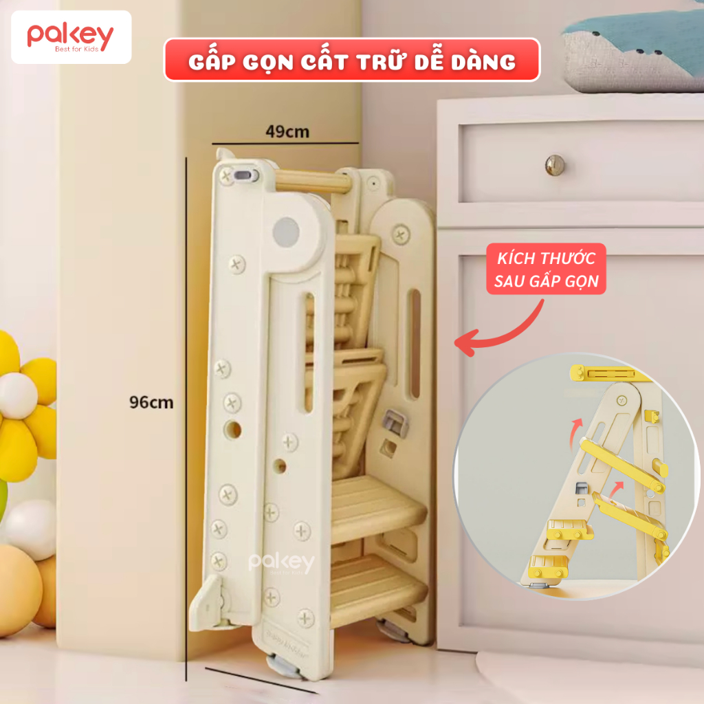 [NEW] Ghế Kê Chân Tăng Chiều Cao 3IN1 Cho Bé, Thang Kê Chân Vừa Là Ghế Ăn Dặm Tiện Lợi Có Đế Cao Su Chống Trượt - C002