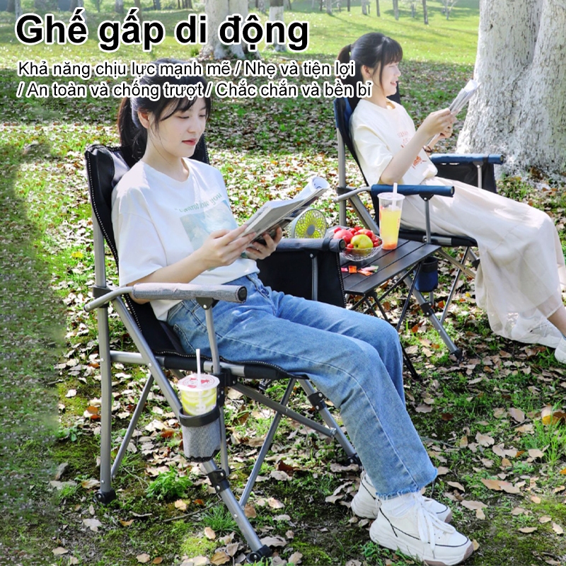 ghế gấp gọn Ghế cắm trại cho người béo có túi đựng đồ Khung nhôm có thể hỗ trợ trọng lượng 300kg | BigBuy360 - bigbuy360.vn