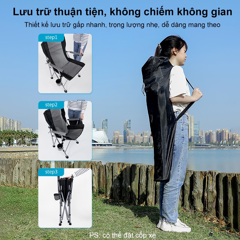ghế gấp gọn Ghế cắm trại cho người béo có túi đựng đồ Khung nhôm có thể hỗ trợ trọng lượng 300kg | BigBuy360 - bigbuy360.vn