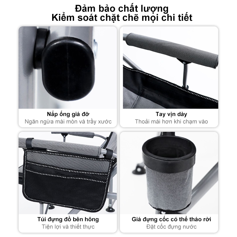 ghế gấp gọn Ghế cắm trại cho người béo có túi đựng đồ Khung nhôm có thể hỗ trợ trọng lượng 300kg | BigBuy360 - bigbuy360.vn