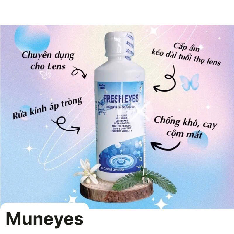 Nước Ngâm Lens kính áp tròng Fresh Xanh 150ml Muneyes