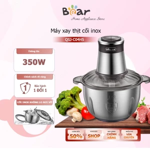 Máy xay thịt Bear QSJ-C04H5 cối inox CAO CẤP 2.5L, 2 Bộ dao, động cơ 350W êm ái, máy xay đa nang, xay rau củ quả