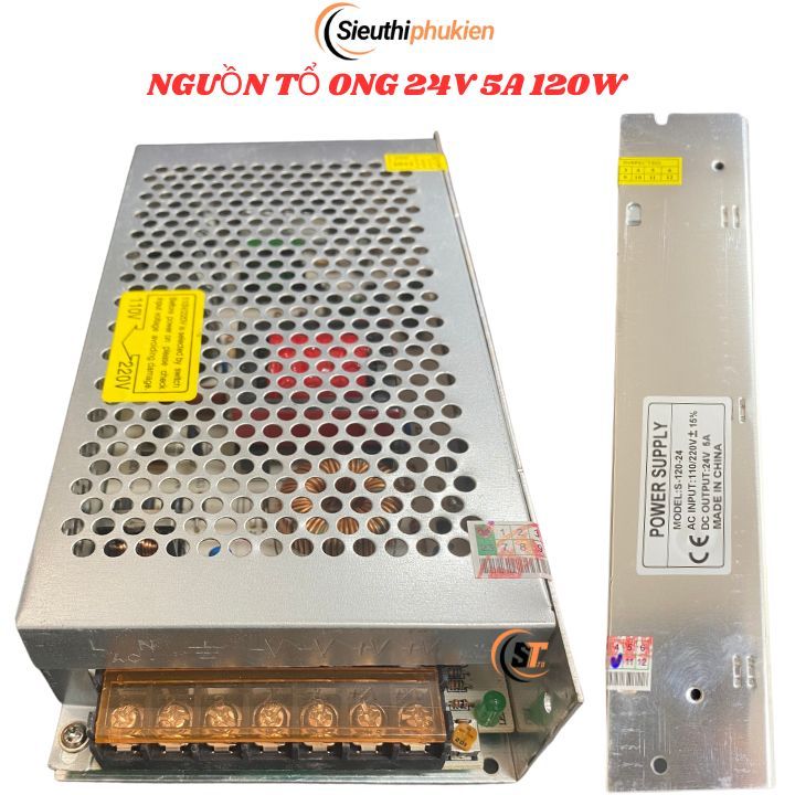 Nguồn tổ ong 24v 5a 120W S-120-24 bảo hành 1 năm, nguồn led 24v 5a xịn ...