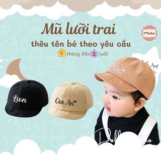 Mũ lưỡi trai thêu tên cho bé từ 6 tháng đến 2 tuổi cute, đáng yêu phong cách riêng Dollar Minho