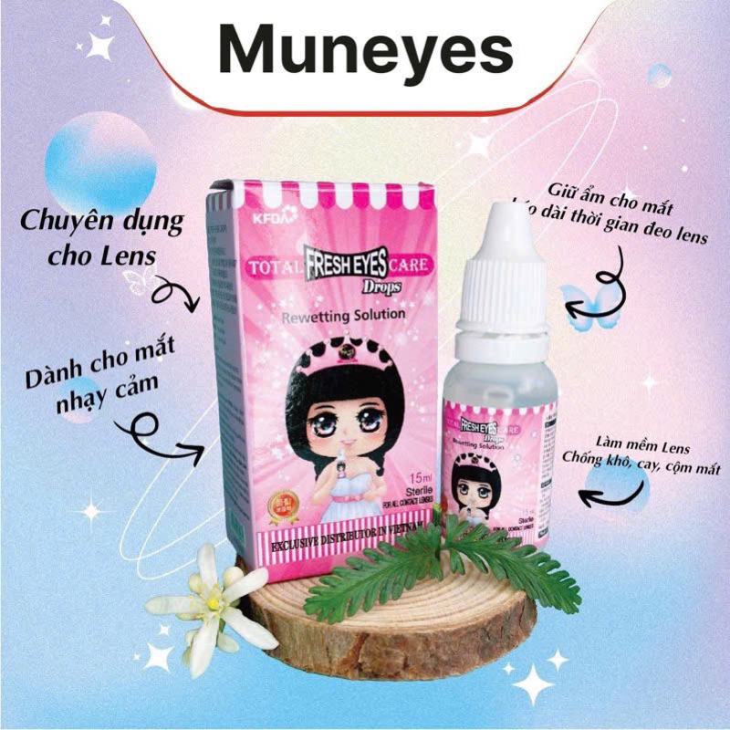 Nhỏ mắt Lens kính áp tròng Fresh eye Hồng 15ml Muneyes