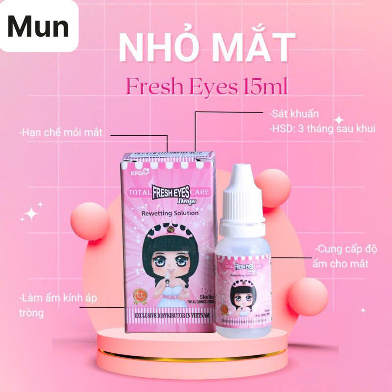 Nhỏ mắt Lens kính áp tròng Fresh eye Hồng 15ml Muneyes