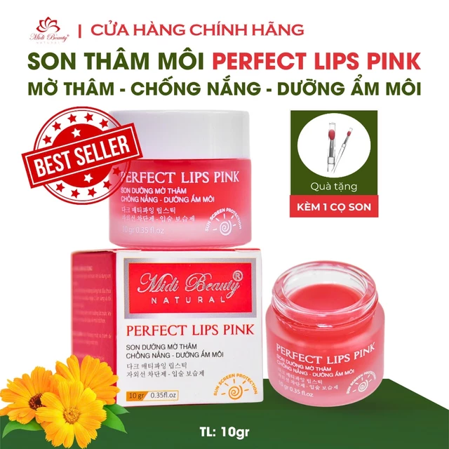 [Tặng Cây Cọ]Son Dưỡng Môi Thâm Perfect Lips Pink 10g: Mờ Thâm Môi,Chống Nắng Môi,Dưỡng Ẩm Môi, Hồng Môi