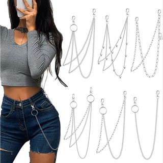 Dây Xích Quần HipHop Nam Nữ Inox Cao Cấp Phối Jean/ Váy Thời Thượng Phong Cách Y2K Tiện Dụng Hàn Quốc