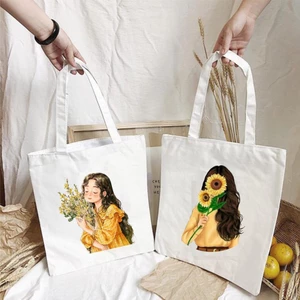 Bộ Sưu Tập mẫu Hot Túi Tote vải Canvas cực đẹp - túi đeo vai màu trắng be nhiều hình kích thước 35x40 tota061