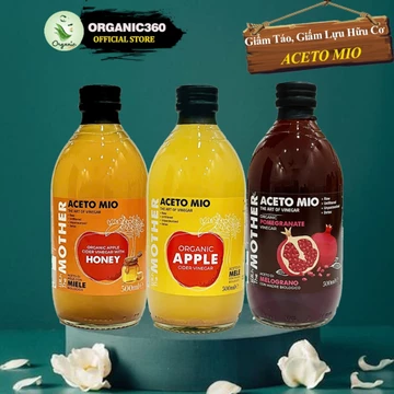 Giấm Táo, Giấm Lựu Hữu Cơ ACETO MIO Có Giấm Cái Organic Apple Cider Vinegar 500ml 1L