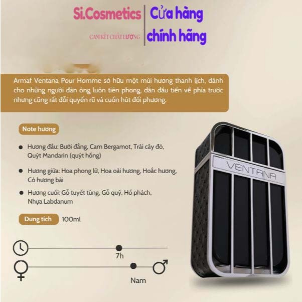 [Mã COSBAUH3 giảm 8% đơn 300K] Nước hoa Armaf Ventana Pour Home EDP 100ml