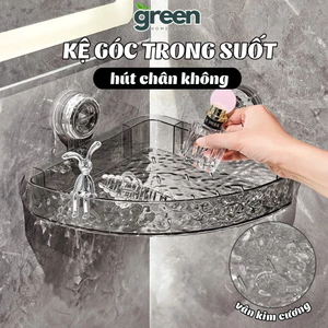 Kệ Góc Nhà Tắm Cốc Hút Chân Không Chắc Chắn, Kệ Để Đồ Nhà Tắm Trong Suốt Chịu Lực Có Móc Treo