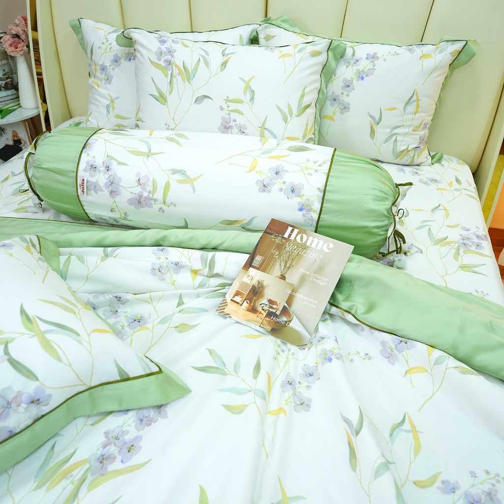 Bộ chăn ga gối ra giường lụa tencel siêu mềm mịn Hàn Quốc Julia 844