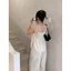 BOTUTO - Áo Kiểu 2 Dây Cột Nơ Dáng Baby Doll Nhún Ngực Freesize Chất Linen Bột Dễ Thương