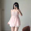 BOTUTO - Áo Kiểu 2 Dây Cột Nơ Dáng Baby Doll Nhún Ngực Freesize Chất Linen Bột Dễ Thương