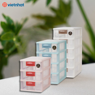 Tủ Nhựa Mini Để Bàn Việt Nhật, Tủ Thuốc Đa Năng Nhựa Trong Suốt  3,4,5 tầng 3685 Việt Nhật