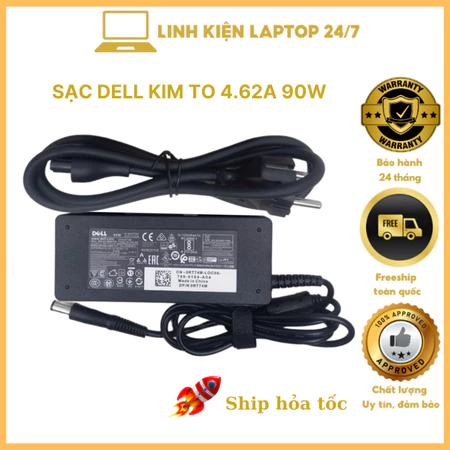 SẠC LAPTOP DELL KIM TO 4.62A 90W đường kính đầu sạc 7.4 *5.0mm - Sạc Zin New Bảo Hành 24 Tháng