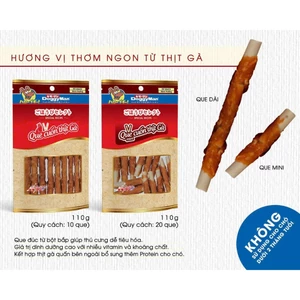 Que cuộn thịt gà mini 20 cây cho chó cưng DoggyMan- xương cho chó gói 110g