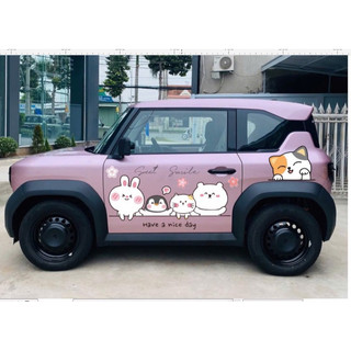 Tem 2 bên Sườn Xe Ô tô VF3 -Team Decal Oto-Tem 2 bên sườn Cực Chất, Hàng 3 Lớp Chất Lượng -mẫu RABBIT THỎ cute