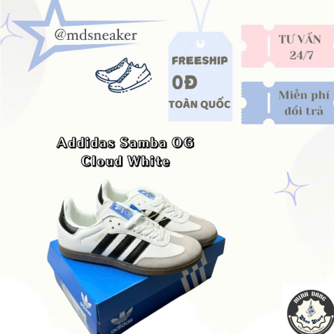 Giày Sneaker Addidas Samba OG Màu Cloud White Nam Nữ Full Box Full Size ...
