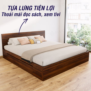 Giường Ngủ FIVO FN02, Thiết Kế 2 Hộc Tủ Tiện Lợi, Gỗ Chống Ẩm Cao Cấp, Trả Góp 0%, Freeship + Free lắp đặt