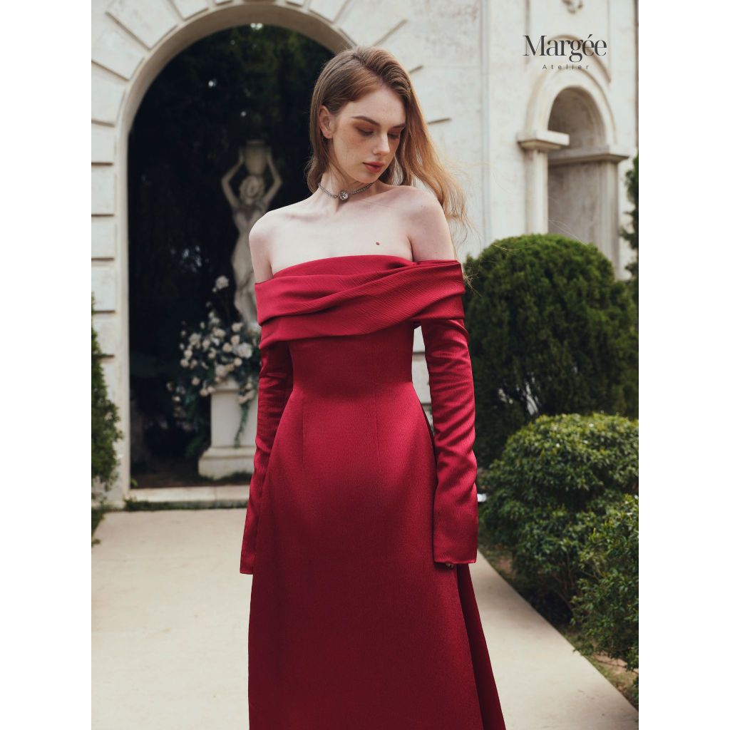 Margee Aterlier Áo dài trễ vai thanh lịch gợi cảm quyến rũ | Shopee ...