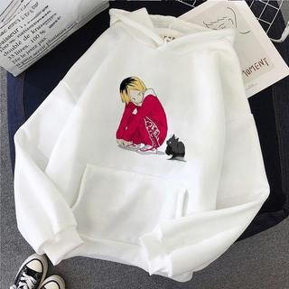 Áo hoodie dáng rộng in họa tiết anime Haikyuu Kozume Kenma thời trang năng động
