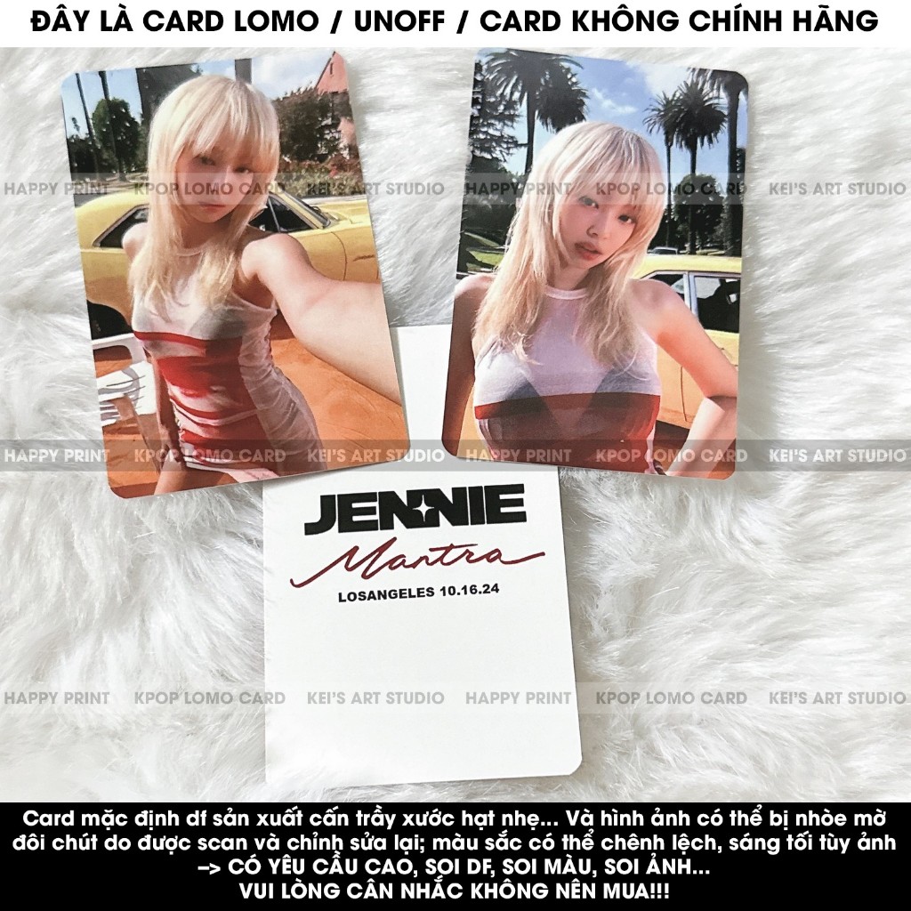 [CARD LOMO MUA 3 TẶNG 1] Thẻ ảnh Jennie Mantra solo, photocard Jen, card Jen, Jen tím, Jen áo ngủ