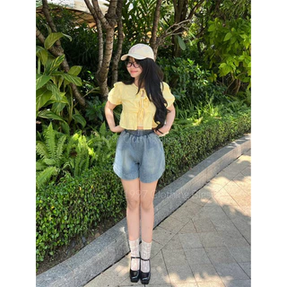 Quần Short Jeans Mềm Cạp Chun Cho Nữ Có Bigsize