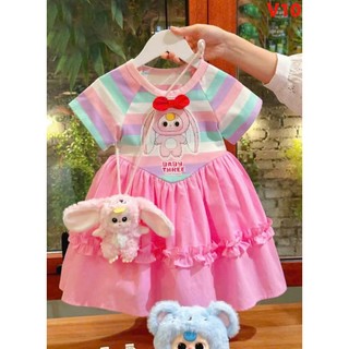 Váy Baby Three Cầu Vồng(ko kèm túi) size 10-30kg.Váy đầm bé gái họa tiết xinh xắn